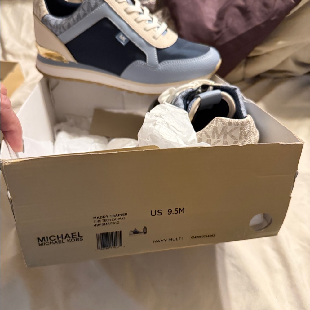 Michael Kors Blue and Gold Sneakers Retro Style